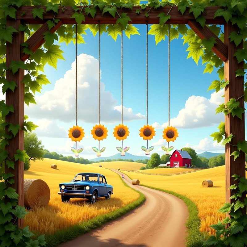 5Pcs Cozy Hoome Cozy Home Sunflower,Sunnyvibe Ornaments for Car,Creative Rocking