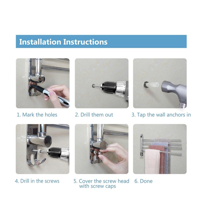 Adjustable Bathroom Towel Rack JSVER SUS304 Stainless Steel Towel Rack