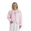 Slenderella Ladies Polar Fleece Ribbon Tie Bed Jacket Floral Embroidered