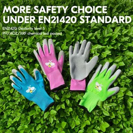 Vgo... Kids Gardening Gloves Utility, Children Working Garden Gloves Toddler Latex Coating for Boys&Girls Age 3-12 years, 1 pair