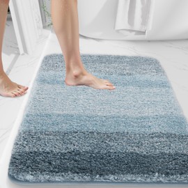 watthourhome Bathroom Rugs,Soft Microfiber Shaggy Bath Mats,24"x16" Blue
