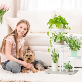 iDavosic.ly 3 Tier Plant Stand Indoor, Corner Tiered Plant Stands for Multiple Plants Outdoor, Metal Tall Plant Display Holder Shelf Flower Rack for Patio Porch Garden Balcony Bedroom, White