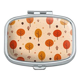Autumn Fall Trees Pattern Rectangle Pill Case Trinket Gift Box