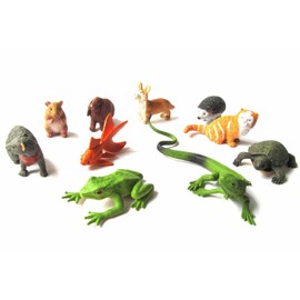 Miniblings 10x Haustiere Set Tierfiguren Aufstellfiguren Katze Hund Hase Hamster