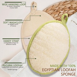 HaoYunMS Natural Loofah Exfoliating Body Scrubber(2 Pack),Large 7.5"x5.3"Body Scrubbers for Use in Shower,Body Wash Scrubber for Women and Men (7.5"x5.3")