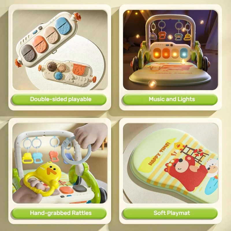 Cute Stone Baby Gym Play Mat with Piano Toddlers Learning