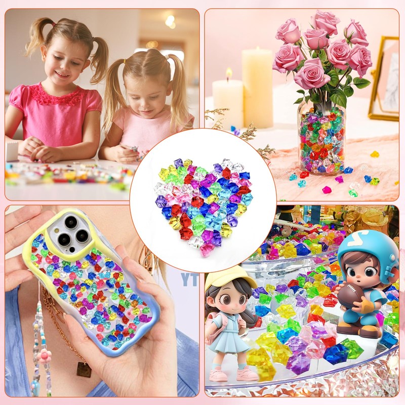 Lunyloer Acrylic Diamonds, Colourful, Pack of 400 Diamonds, Children, Acrylic