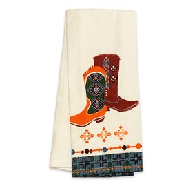 Sonoran Souvenirs Southwestern Cowboy Boots Kitchen Hand Towel (16" x 28") Machine Washable Cloth Tea Towels for Kitchen Diner (Single Pack)