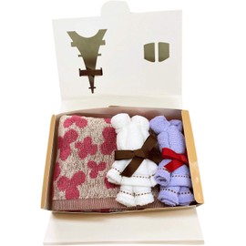 Hagiwara Towel Gift Face Towel 1 Piece & Towel Handkerchief Bear 2 Piece Set, Cute Gift FT1P + Bea2p (Flower Pink Set)