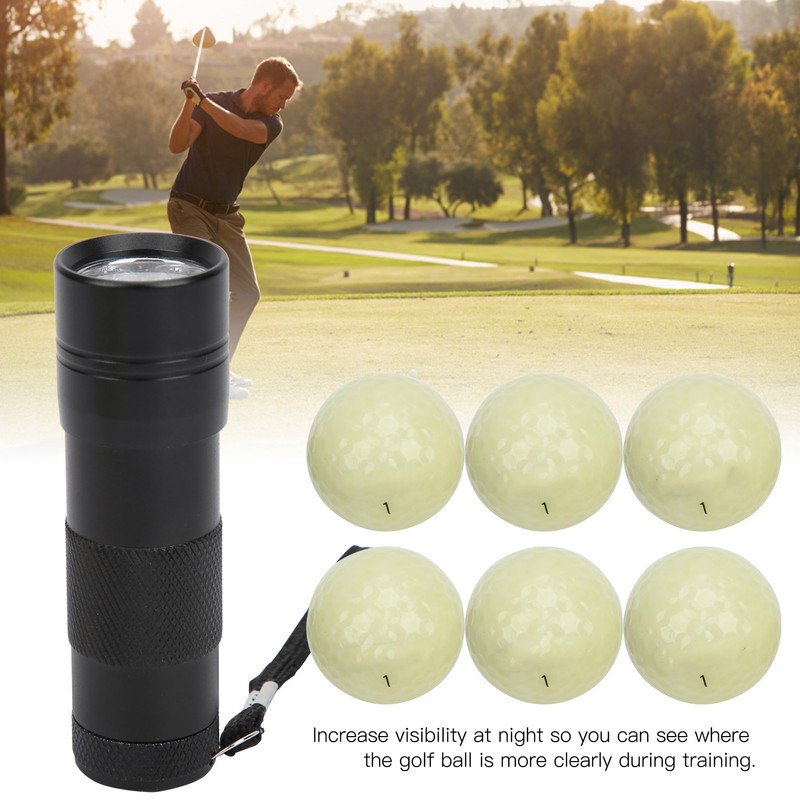 6PCS Golf Fluorescent Light Balls Night Practice Light Glowing Ball