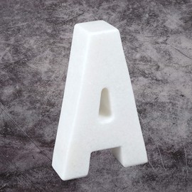 Creative Home Natural Marble Stone Letter A Bookends Paper Weight, 4" W x 5-7/8" H, 1-1/2" Thickness, Off-White (Color May Very)