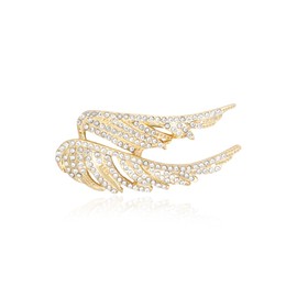 Rhinestone Angel Wings Brooch Cute Feather Wings Crystal Brooches and Pins for Women Gold Silver Lapel Pin Suit Fashion Jewelry for Women Men Gift (gold)