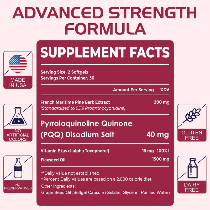 200 mg Pycnogeno with PQQ, Premium French Maritime Pine Bark