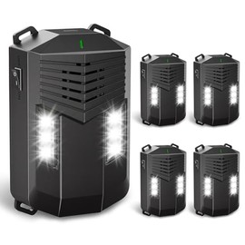 4 Pack Upgraded Rodent Repeller for Cars, 3-in-1 Power Supply Ultrasonic Mouse Repeller with 6 LED Light, Auto Start-Stop Engine Compartment Pest Deterrent for Car Hood Trunk Garage Use