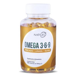 Omega 3 6 9  Pescado, Linaza, Oliva  280 Softgels  Natgel                                                                                             
