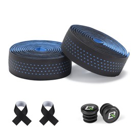 ROCKBROS Bar Tape, Road Bike, EVA+PU, Bar Tape, Bicycle Grip, Shock Absorption, Cushion, Handle Tape, Anti-Slip, Set of 2, Breathable, Includes End Cap, Black, Red, White, Blue