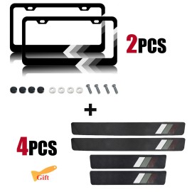 JYMAOYI For Toyota Accessories Set Car License Plate Frame Cover+Door Sill Protector N9
