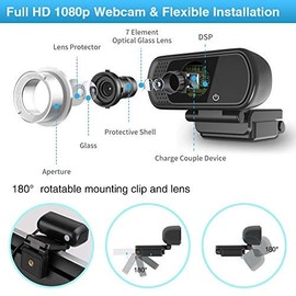 GoHZQ Webcam 1080p, Wide Angle Web Camera with Microphone, USB External Camera for Computer Monitor MacBook PC Laptop Desktop, HD Face Cam for Streaming