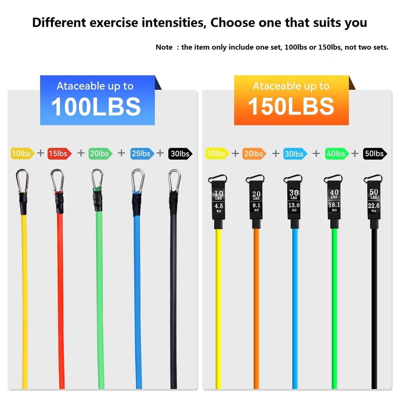 himaly Bands Set with Handle 10-150lbs Levels Strength Exercise Band