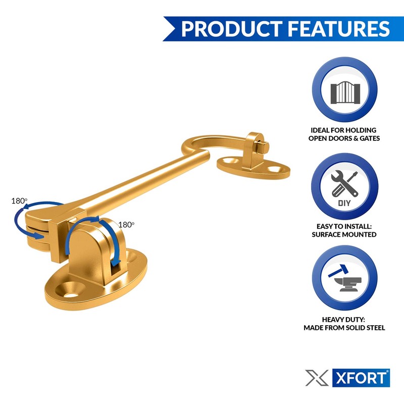 XFORT Polished Brass Cabin Hook Gate Latch Door Latch Door