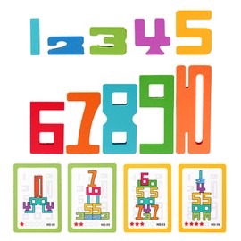 Diyxisk Bauklötze Holz, 20 Stück Zahlenbausteine, Holzbausteine Natur, Montessori Spielzeug, Farbe Zahlen aus Holz, Bauklötze Ab 3 Jahre, für Vorschul-Lernaktivitäten Familienspiel