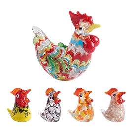 WEWAYSMILE 5pcs 5 style Art Glass Animal Ornaments, Art Glass Blown Animal Figurine, Art Rooster Figurines, for Home Living Room Bedroom Office Decor