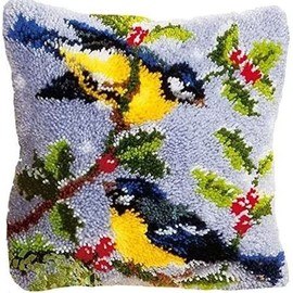 ROCKY&CHAO DIY Latch Hook Kits, Latch Hook Pillow Case Embroidery Kits, DIY Carpet Needlework Latch Hook Cushion Cover Kits for Kids & Adults Beginners, Sofa Cushion Cover 17x17 inch