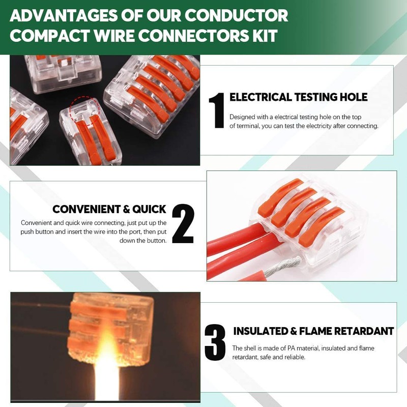 Compact Wire Connectors,CTRICALVER Electrical Connector Blocks 21 pcs 2 Port