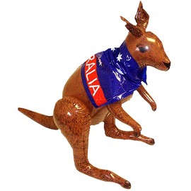 Henbrandt 2 x Inflatable Kangaroo with Australian Flag 70cm Blow Up Kangaroo Inflatable Toys Party Decorations Pool Party Photo Booth Props Football World Cup Fancy Dress Accessory