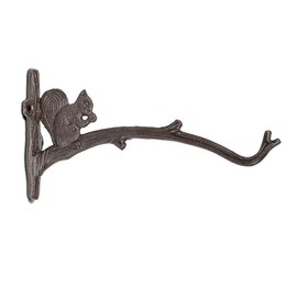 Abbott Collection - Gancho decorativo para cesta de hierro fundido con ardilla, café oscuro (11 pulgadas de largo)