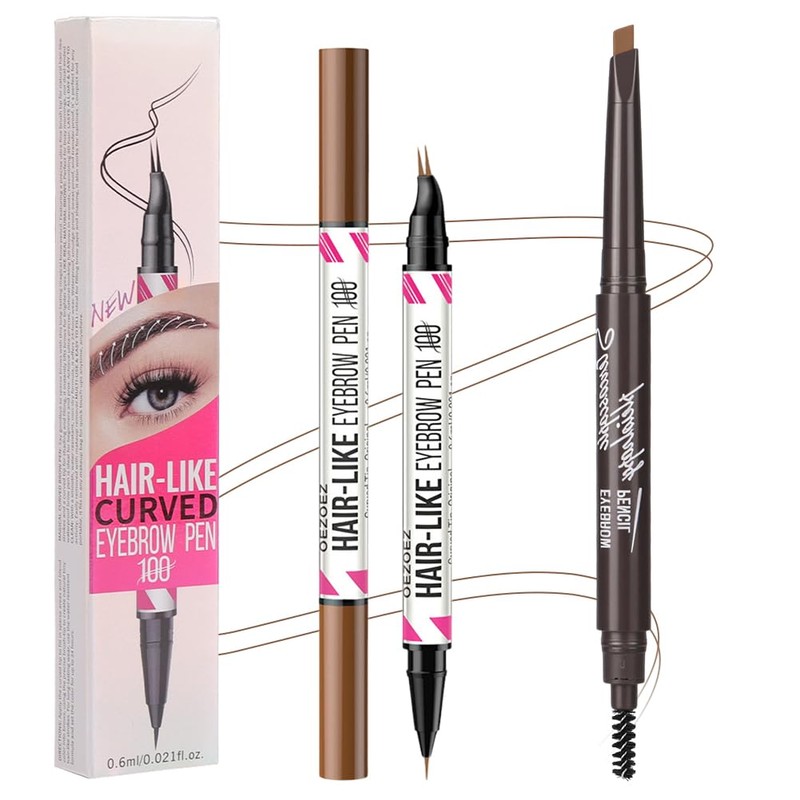 BUTBU Curved Eyebrow Pencil, 2 in 1 Microblading Eyebrow Pen,
