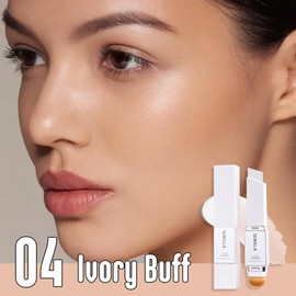 FeiCuiYun 2in1 Color-Changing Foundation Stick, Cream Lumine Skin Stick, Weightless, Skin fit, Satin Glow Finish, Coverage Finish Base Makeup - Dual-Ended with Brush (04#Ivory Buff)