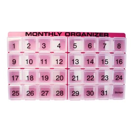 Monthly Pill Organizer | 31 compartments, 1 per Day, 4 Week Full Month 31 Day Pill Organizer | Includes Tray and 8 Removable compartments