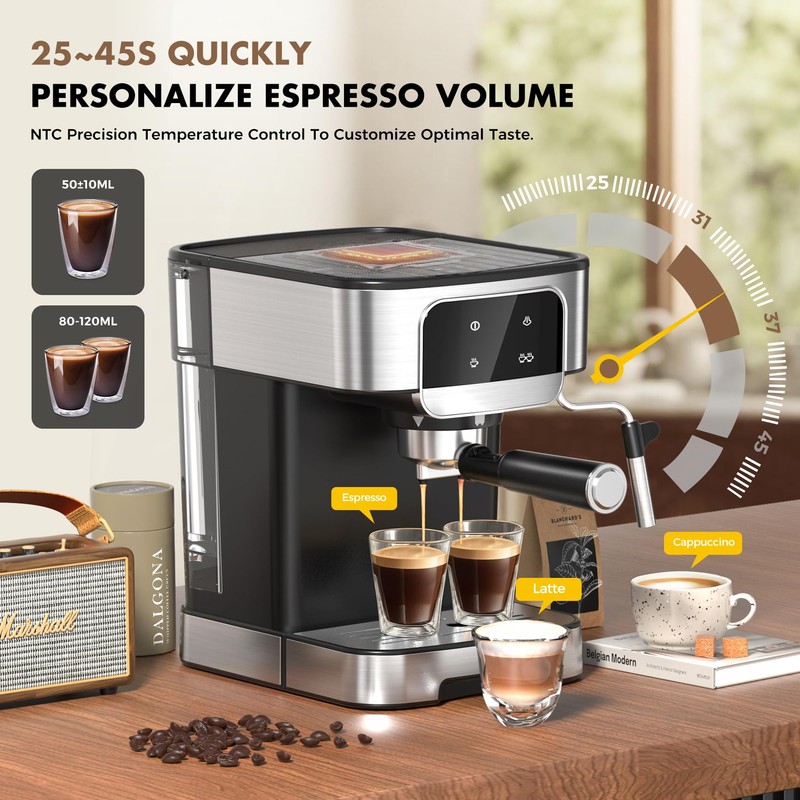 LERTIN Espresso Machine 20 Bar, Professional Espresso Maker With Auto