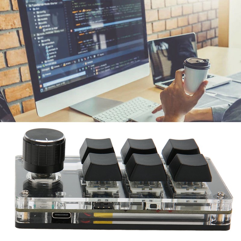 6 Key Mini Keypad with Knob Blue Switch Wired USB