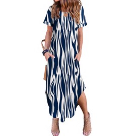 Zeagoo Women Maxi Dress Summer Maxi Dresses for Women 2025 Casual Summer Maxi Dresses for Women Striped Long Dress