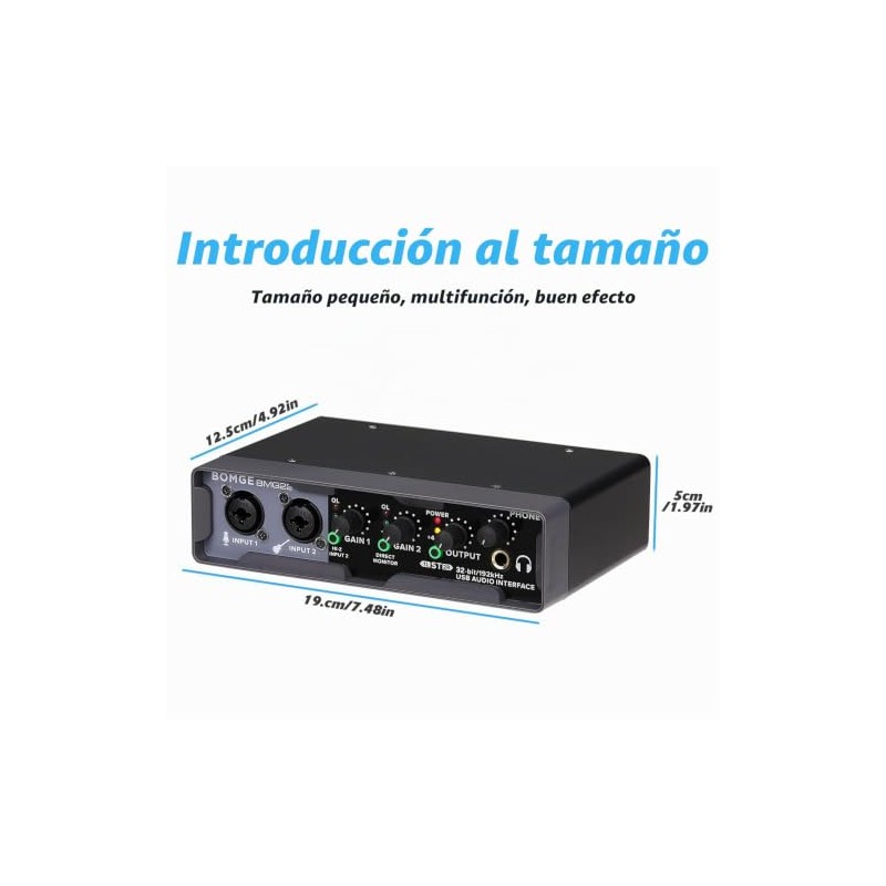 BOMGE Interfaz de audio USB (32 bits/192 kHz) con XLR,