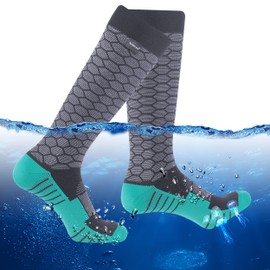 RANDY SUN Waterproof Socks for Men, Fly Fishing Socks Wet Weather Summer Warm Kayaking Rain Boot Socks Grey& Black& Green, Large
