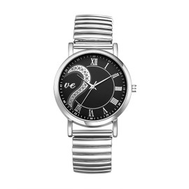 Silverora Watches Women Men Elastic: Analogue Quartz Couple Watches with Roman Numerals Waterproof Stainless Steel Bracelet Men's Watches Women's Watches Gifts for Women Men, Women's Silver-Black