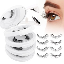 Magnetic Eyelashes with Applicator Natural Look: 4 Pairs, Reusable Magnetic Lashes, No Glue & Liner Needed, CX0125, K8+604