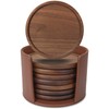 8 Pieces Wood Drink Coasters with Leather Holder, GOH DODD