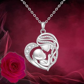 Fenthring Mothers Day Gifts for Mom Mother Son Necklace from Son Heart Mother and Son Necklaces Sterling Silver Mothers Day Necklace for Mom Wife