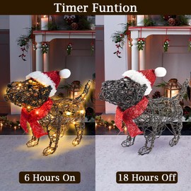 Krissing Lighted Outdoor Christmas Decorations, Cute Christmas Rattan Puppy with 40 LED Lights Pre-Lit Christmas Decor for Outdoor Yard Lawn Xmas Holiday Display Christmas Eve Indoor Decoration