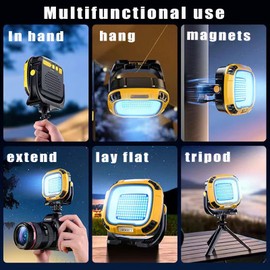 LED Work Light Rechargeable, 2500LM Waterproof Folding Portable Flood Light with Magnetic and14 Light Modes,USB Emergency cob Work Light for Camping Car Repairing Emergency Job Site Lighting (Yellow)