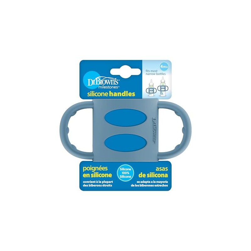 Dr. Brown's Narrow Baby Bottle Handles, 100% Silicone, Easy Grip