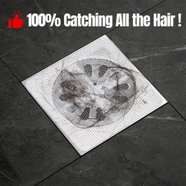 50 Pack Hair Catcher Shower Drain Cover,4"X4" Disposable Hair Stopper Mesh Stickers,Bathtub Hair Catcher for Drain,Shower Floor Cover Square,Bathroom,Laundry, Bathtub (50PCS)