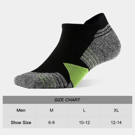 WANDER Men's Athletic Running Socks 7 Pairs Thick Quarter Cushion Ankle Socks for Men Sport Low Cut (7 Pairs Black Green,Size:10-12)