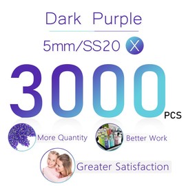 qiipii 3000PCS 5mm Dark Purple AB Resin Rhinestones for Crafting SS20 Flatback Jelly Stones Bulk Non-Hotfix Diamonds Crystals Gems for Nails Face Eyes Makeup Mugs Tumblers Bottles Cups Clothes Shoes
