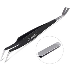 EasyULT Tick Tweezers, Stainless Steel 2-in-1 Splitter Tweezers, Tick Tweezers & Tick Hooks for Humans, Dogs, Children, Reliable Against Ticks of Any Size (Black)