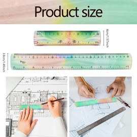 WADY 2 Pieces Flexible Ruler, Flexible Ruler Plastic Ruler Shatterproof Straight Edge Ruler 15/30cm Soft Bendable Ruler for School Classroom Office Kids & Adults (Colorful, 6inch+12inch)